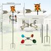 Owl Weathervane Wind Direction Indicator Iron with 3 Prongs Stake Decor Weather Vane for Outdoor