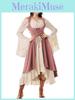 Frühling 2025 Gotisches Renaissancekleid Mit Ärmellosem Wickeldesign Für Damen