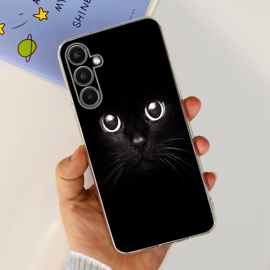 For Galaxy A24 Phone Case Transparent Ultra Soft Slim Silicone Back Bumper Shell For samsung A24 4g SM-245F Dinosaur Caut Cat