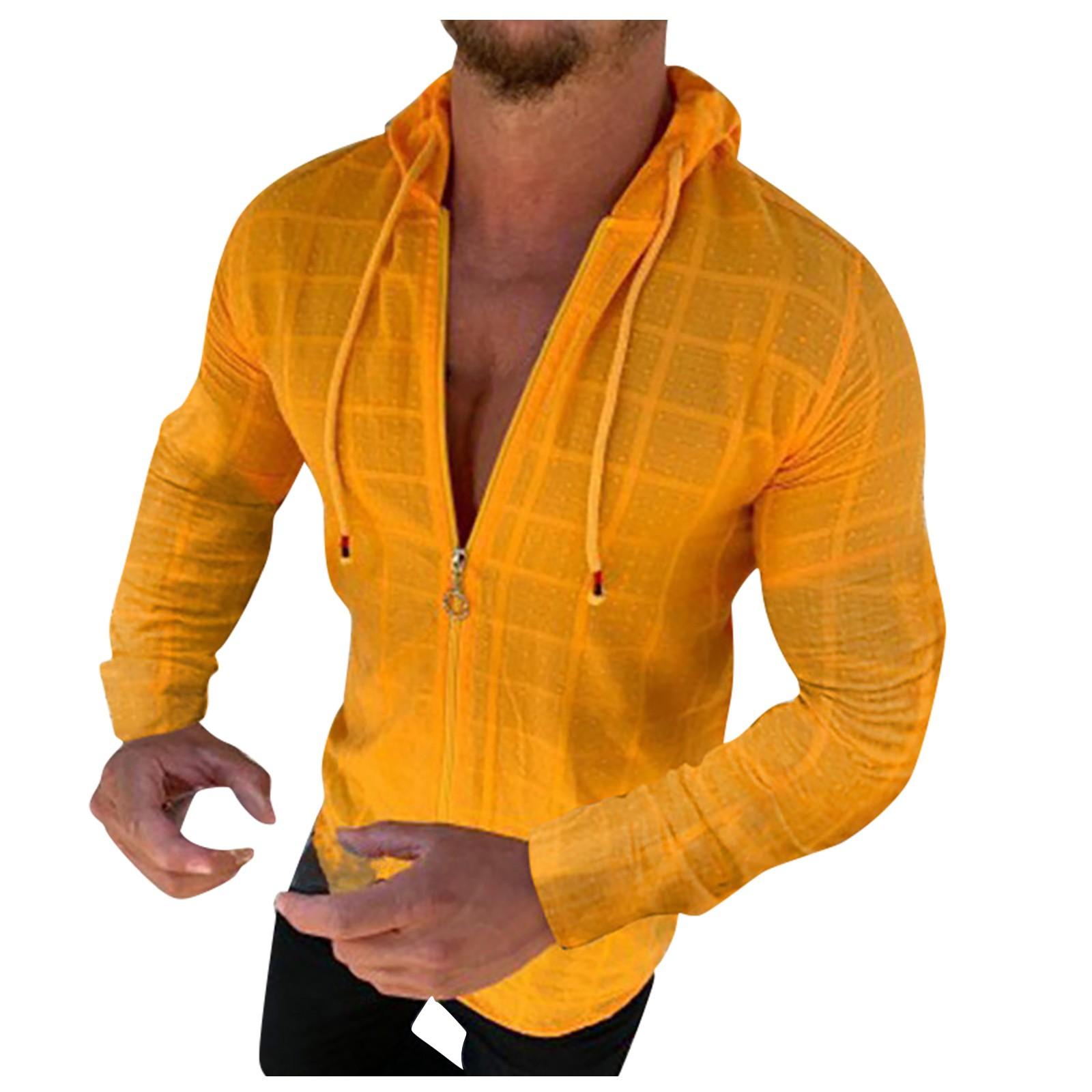 

Мужская футболка с длинным рукавом, цельная, на молнии, однотонная XL жёлтый