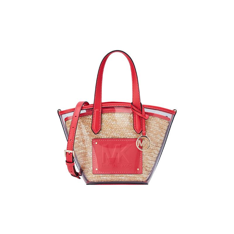 MICHAEL KORS handbag Kimber Classic Braided Commuting Fashion Large Capacity Leather Tote Bag Tote Bag Shopping Bag Shoulder Bag Small Women s красный
