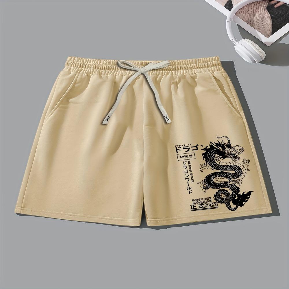 

New Summer Men Printed Shorts Loose Straight Leg Streetwear Knee Length Casual Shorts Elastic Waist Daily Wear XL