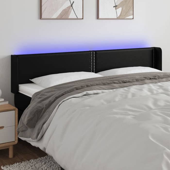 VidaXL Tête de Lit à LED Meuble de Chambre à Coucher Accessoire de Lit Double Tête de Cadre de Lit Intérieur Noir 3123192