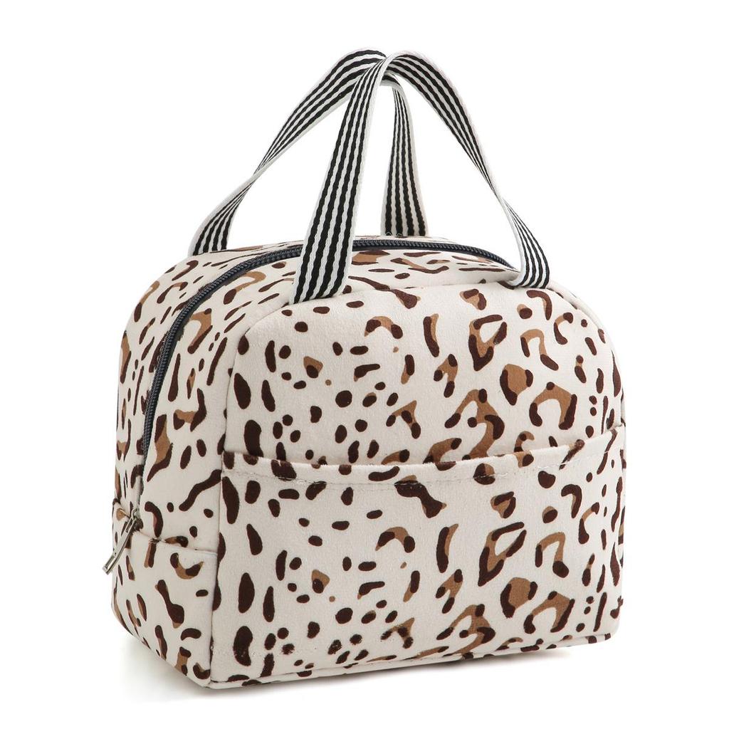 Animal Print Insulated Lunch Bag - Portable Bento Bag for Travel, Work, School, and Picnics