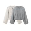 Spring and Autumn New European and American Style Soft Pilot Round Neck Zipper Short Jacket