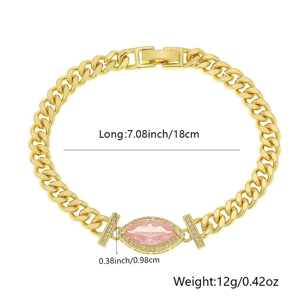Inlaid Zircon Geometric Oval Zircon Pendant High Color Retention Copper Plated Real Gold European and American Style Elegant Light Luxury Bracelet