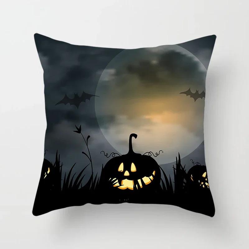 Halloween Theme Pillowcase Car Office Living Room Sofa Halloween Pumpkin Lantern Decoration Pillowcase