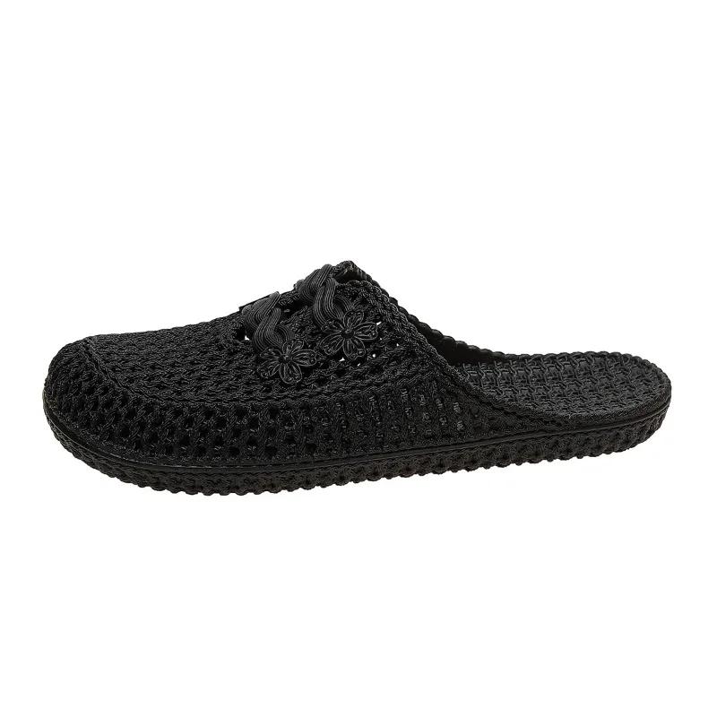 

2025 Новая Летняя Горячая Распродажа Женские Повседневные Сандалии с Закрытым Носком для Улицы, Полые Цветочные Женские Шлепанцы для Ежедневной Носки, Zapatos De Mujer 40 чёрный