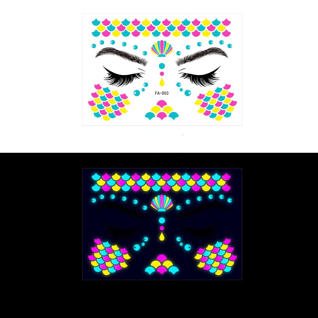 Music Festival Fluorescent Face Waterproof Nightclub Masquerade Neon Glow Tattoo Stickers