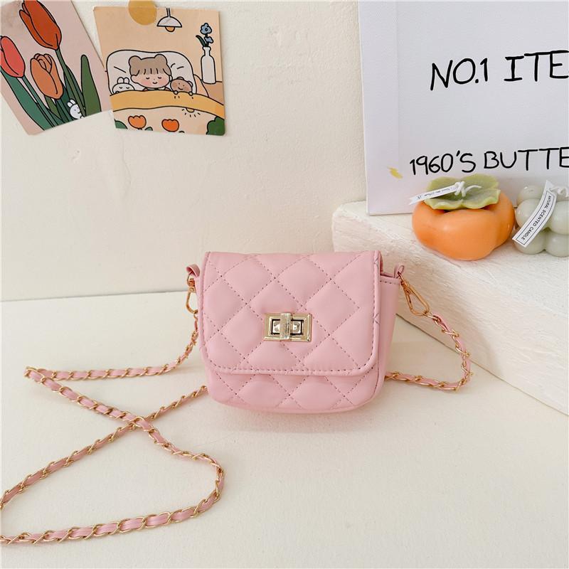 Chic Korean Style Girls Crossbody Bag Fashionable Quilted Chain Shoulder Bag For Toddlers