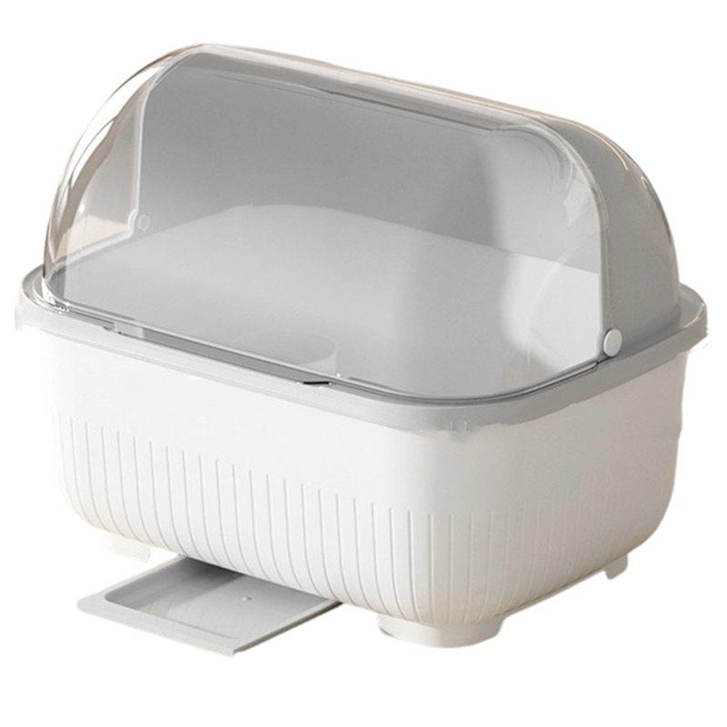 A25F-Nordic Style,Plastic Material Large Kitchen Storage Rack, Dish Storage Box, Drainable Dish Rack, Tableware Organizer