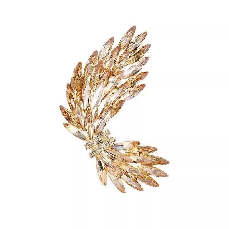 Luxury Rhinestones Wings Brooches for Women Exquisite Zircon Crystal Handmade Brooch Pins Suit Accessories Jewelry Gifts