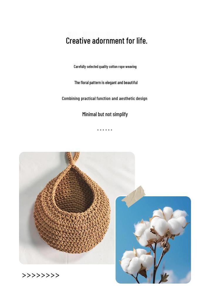 Handmade Cotton Rope Crochet Fruit Net Bag - Woven Kitchen Storage, Bird's Nest & Water Drop Design