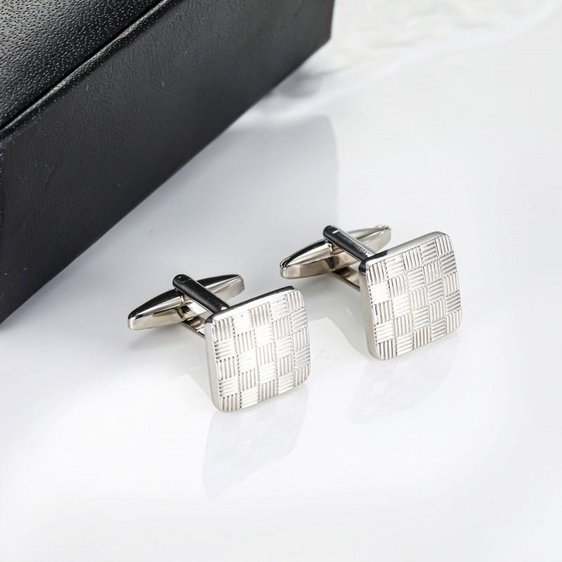 Square Patterned All Copper Metal Cufflinks Men's French Shirt