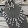 Wind Geometry Water Drop Long Micro-Inlaid Zircon Earrings Necklace Luxury Temperament Banquet Super Flash Bridal Wedding