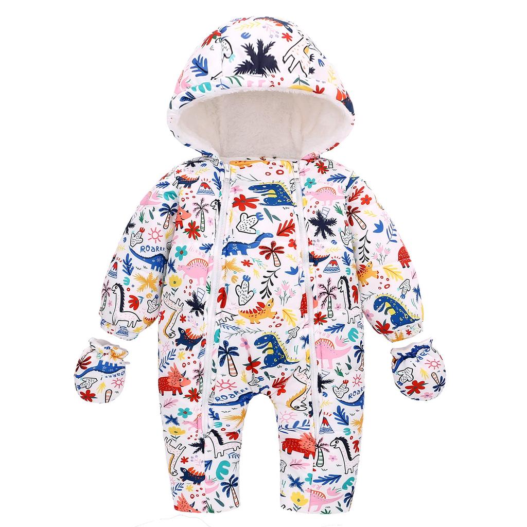 famuka Jumpsuit Baby Romper Coverall with Hood Cold Weather Outerwear Down Jacket Animal Pattern Bear Fox and Raccoon Autumn Spring Winter Clothes