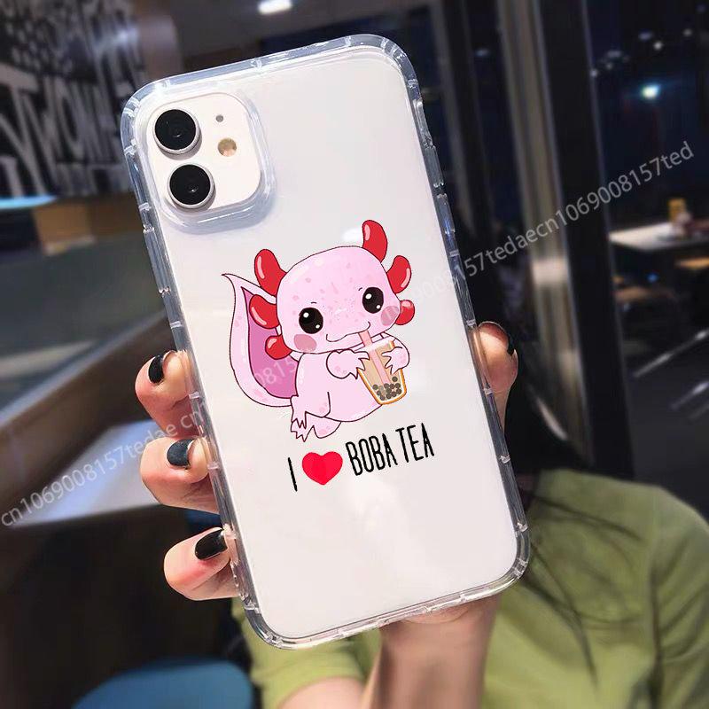 

Axolotl Boba Milk Tea Hoodies Korean Style Phone Case iPhone 14 13 12 11 Pro Max X Xs Max XR SE2 8 7 6 Plus Fundas Cartoon Cover For iPhone 14ProMax