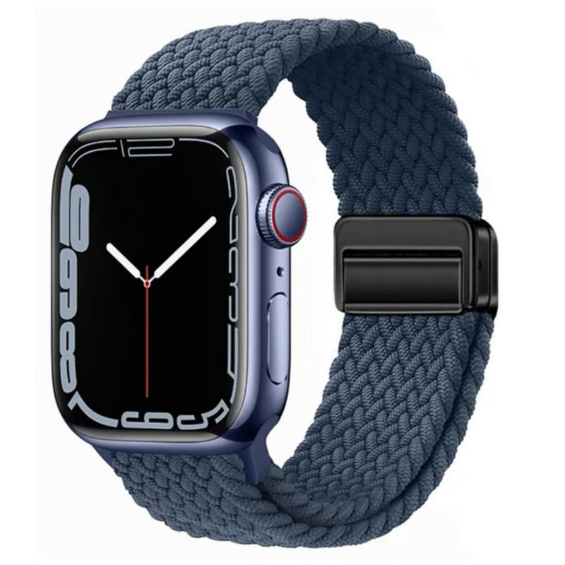 Geflochtenes Solo Loop-Armband aus Nylon für Apple Watch Band Ultra2 49 mm 9 8 7 41 mm Metall-Magnetarmband 45 mm 6 5 4 SE 44 mm verstellbarer elastischer iWatch-Gurt