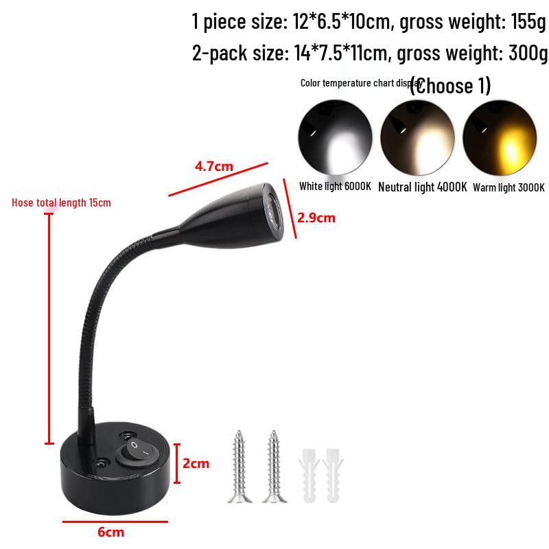 12V LED RV Bedside Spotlight 3W - Low Voltage Car/Boat/Yacht Reading Light