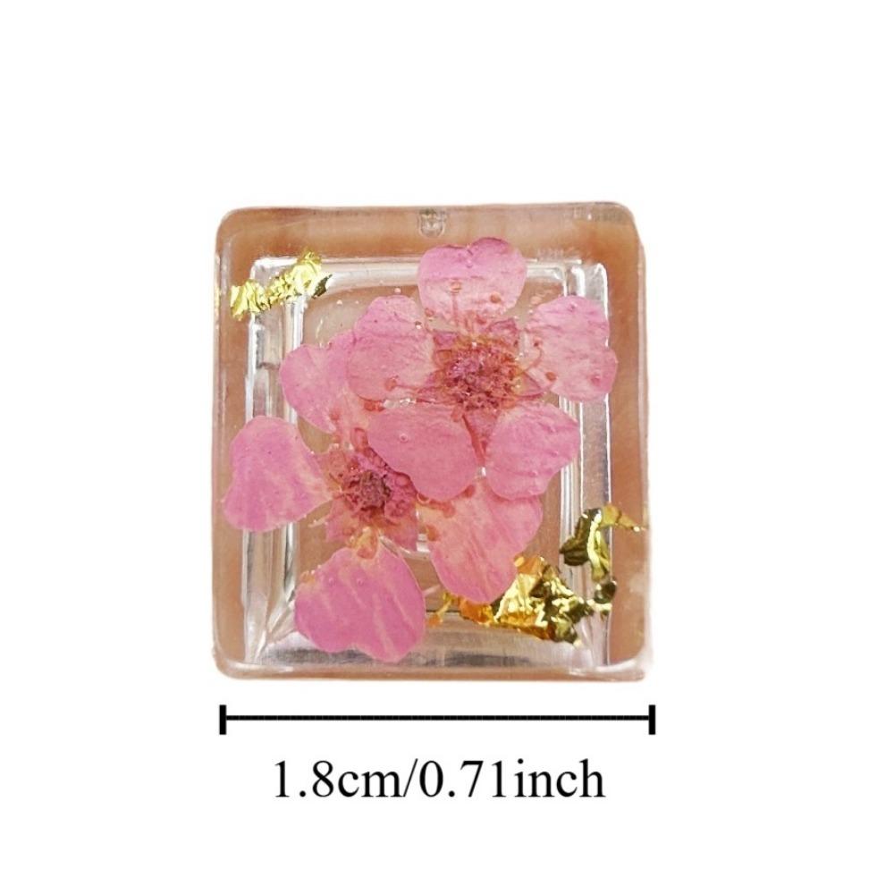 Translucent Mechanical Keyboard Keycap OEM R4 Resin Keycap Dried Flower Keycaps  Cross Axis