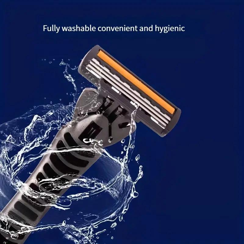 Men's Classic Manual Razor Vintage Water Wash Razor Blade Sharp Blade Anti Scratch Three Layer Blade Razor
