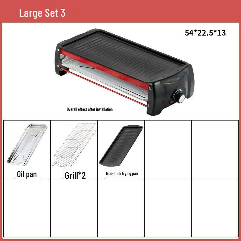 Smokeless Electric BBQ Grill & Roaster - Double Layer Griddle, Grill Pan, and Charcoal Rack