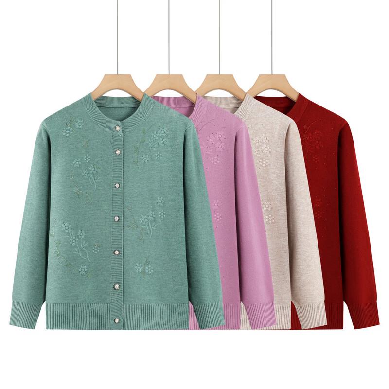 Hodo Women's Floral Embroidered Loose Knit Cardigan