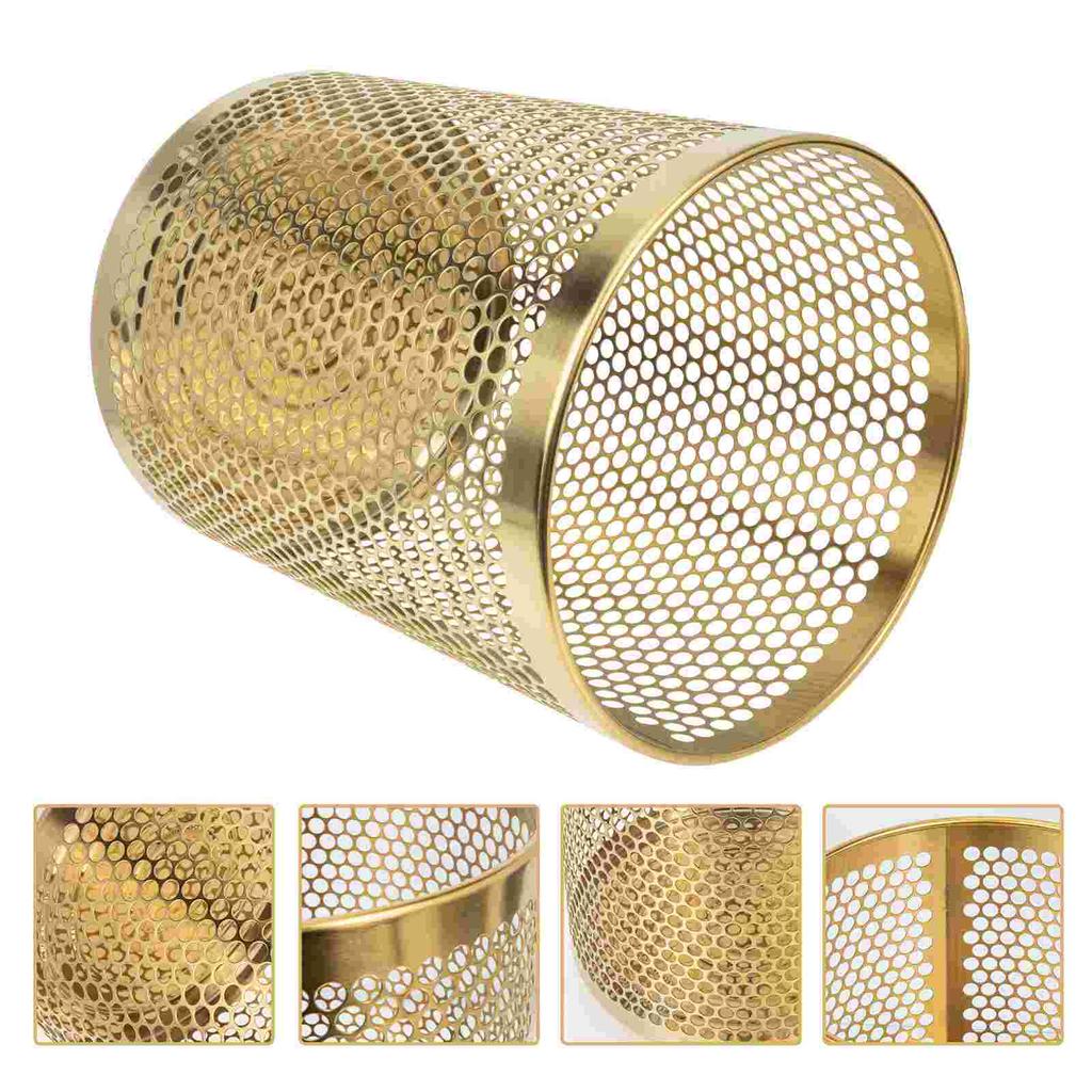 Goldener Mülleimer aus rostfreiem Stahl, Müllaufbewahrungshalter, Kücheneimer, Metall-Papierkorb, Müllstahl, Recycling, Badezimmer, Büro