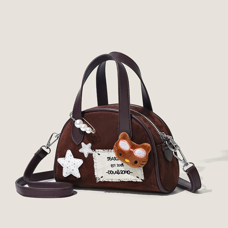 

Женская сумка Бостон: Ретро осенне-зимняя сумка-подушка на плечо, высококлассная сумка кроссбоди в стиле боулинг