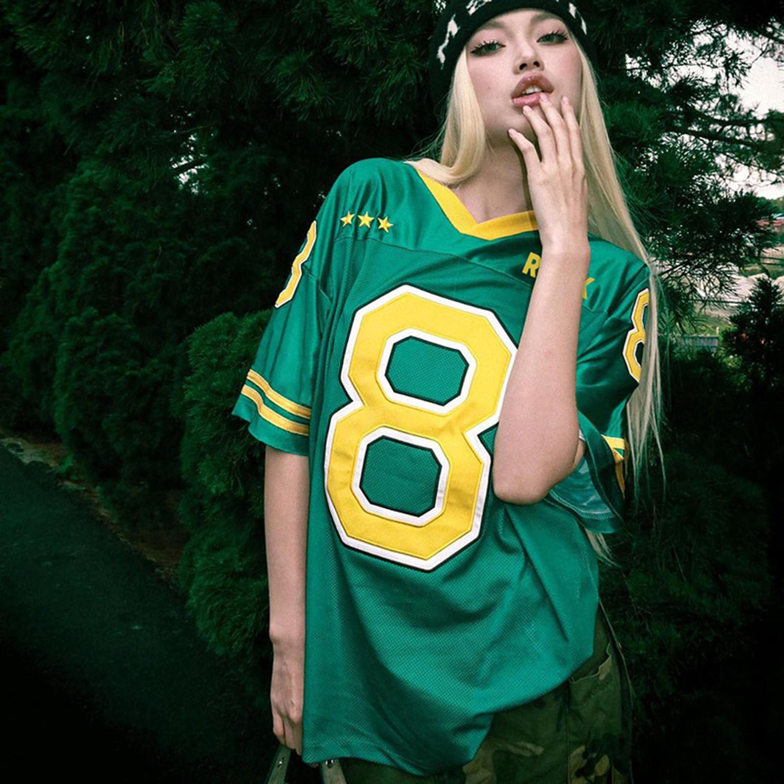 

Футболка свободного кроя с V-образным вырезом и короткими рукавами в уличном стиле унисекс с цифровым принтом L