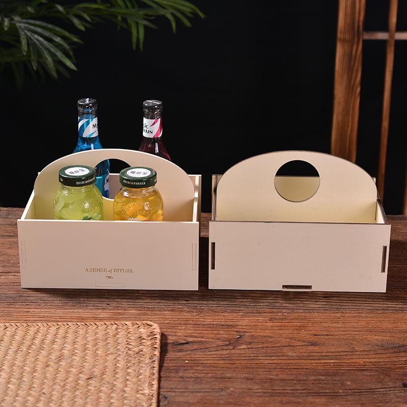 Hand-Carried Wooden Gift Box with Dividers - Solid Pine & Bamboo Wood