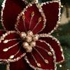 New 26CM Artificial Poinsettia Flower Glitter Sparkling Simulation Flowers Sequins Sequins Flower Christmas Tree Accessory