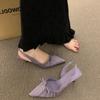 Temperament Socialite Pointed High Heels Female 2025 New French Beautiful Fairy Bow Single Shoes Bag Head Sandals