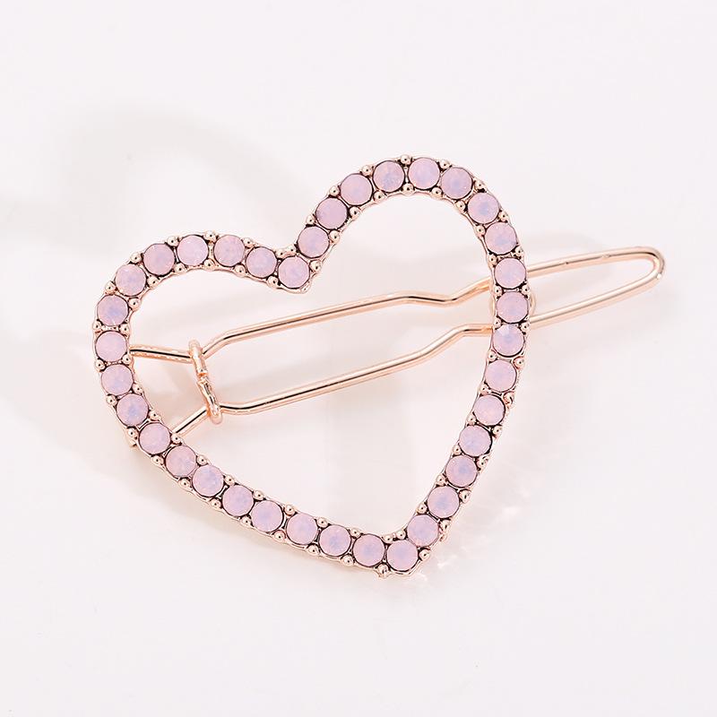 Korean Rhinestone Heart Hair Clip - Versatile & Elegant Side Clip for Ladies