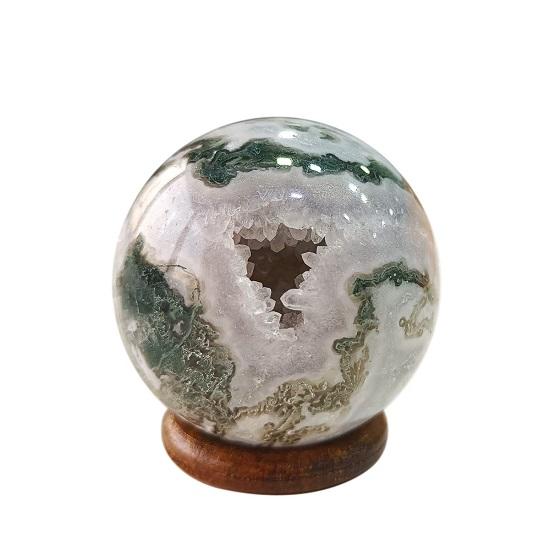 Moss Agate Sphere,Moss Agate Sphere Ball 50mm,Druzy Moss Agate Sphere Ball,Naturlig Druzy Geode Ball,200-250 Gm Ca-Grön
