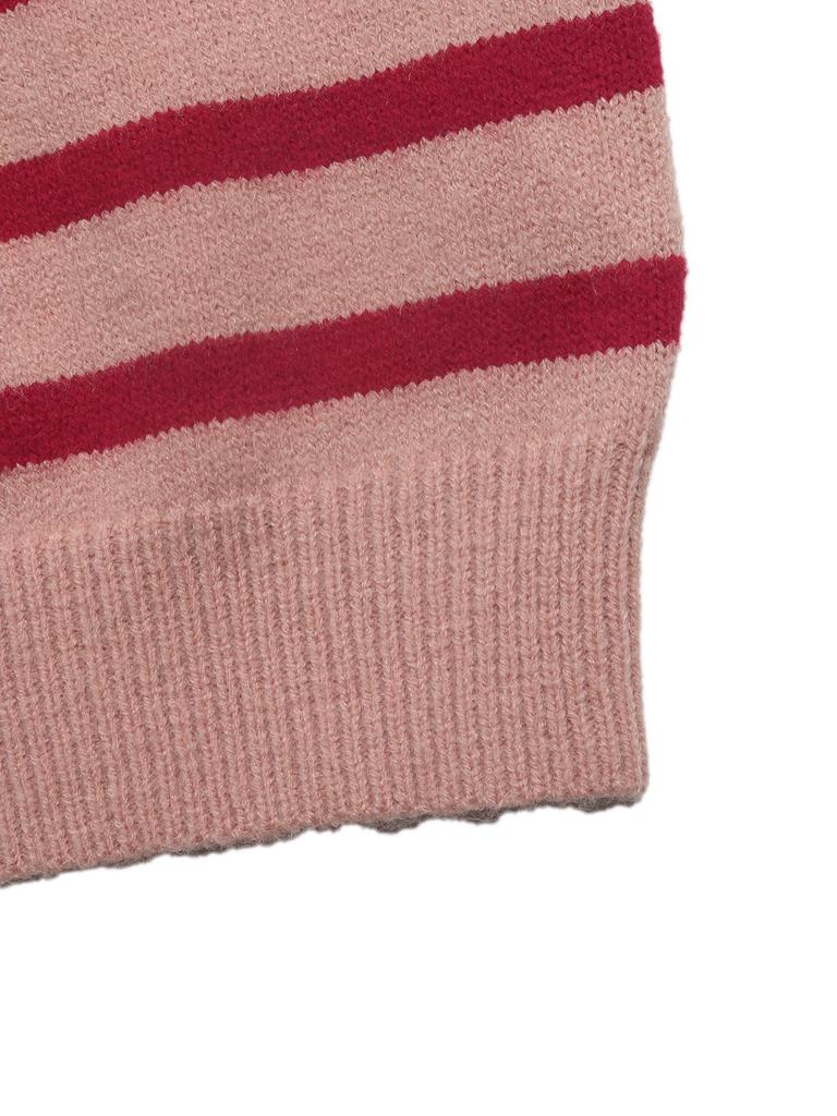 2026 Autumn/Winter European & American Loose Single-Breasted Striped Round Neck Sweater Coat for Women