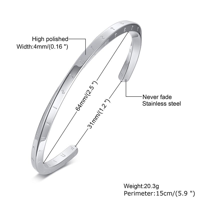 Nordic Runes Bangles,Men Bracelet,Stainless steel Twist Mobius Bangle Bracelets,Male Jewelry
