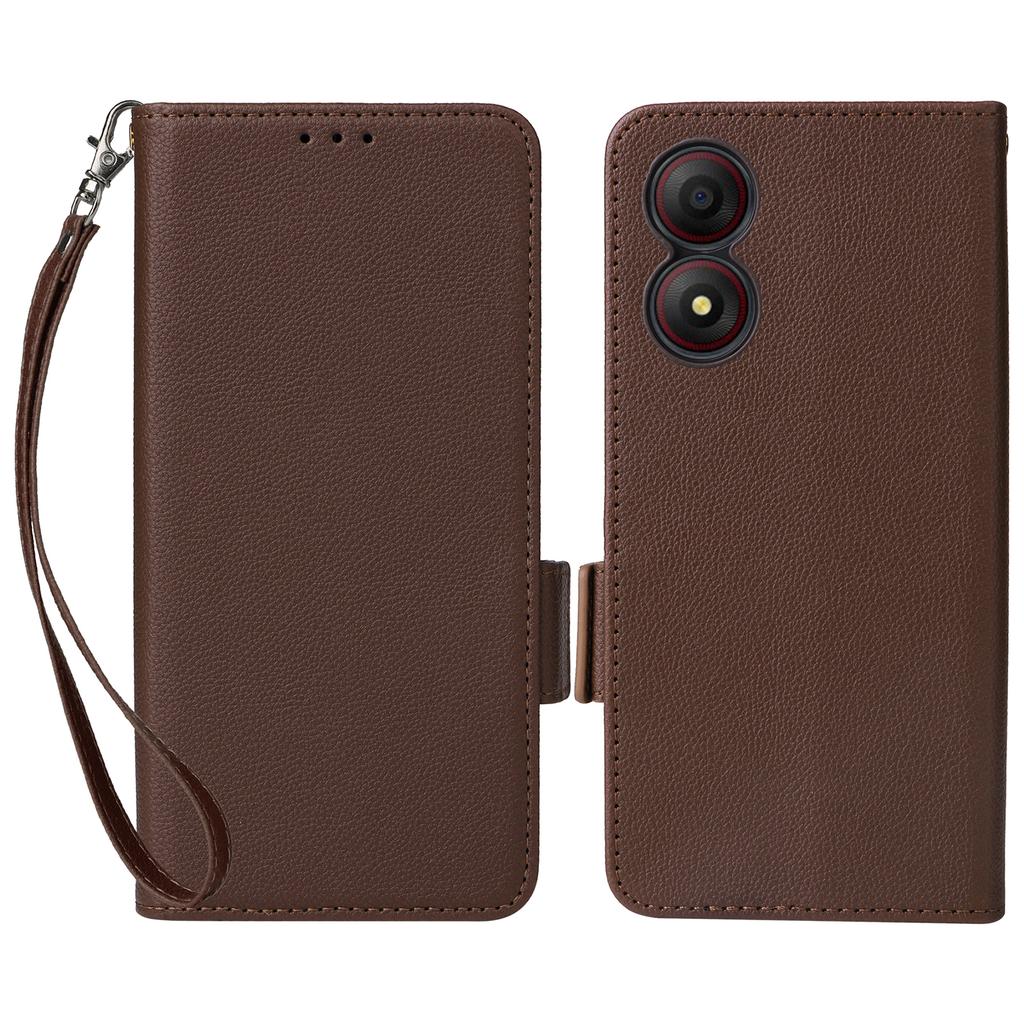 For ZTE Blade A34 Phone Case Leather Litchi Texture Cover with Magnetic Closure