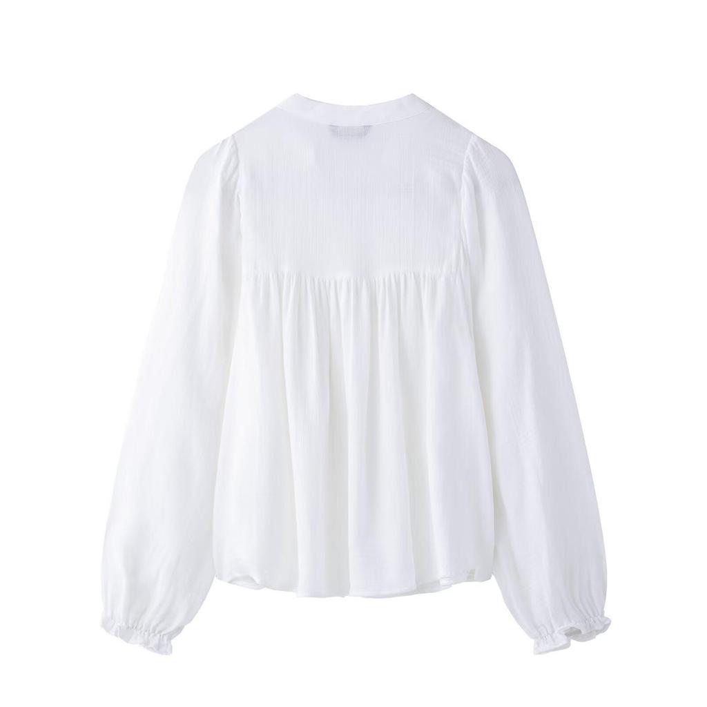 Spring 2025 European & American Style Women's Embroidered V-Neck Top