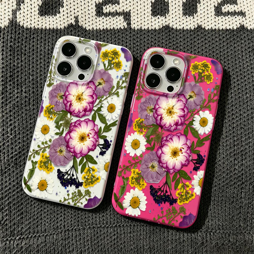 Luxury Flower Pattern Phone Case For Iphone 11 12 13 14 Plus 15 16 17 Pro Max 17Air Phone Cover Non-Yellowing Coque Funda