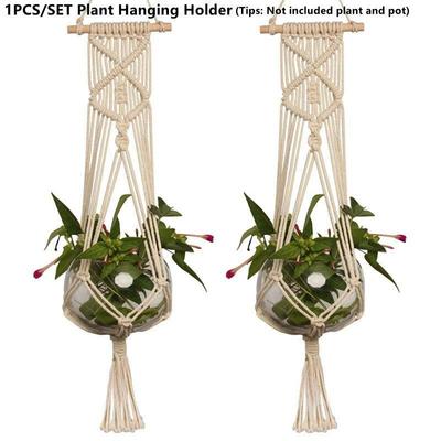 1PCS Hand Braided Plant Holder Flower Pot Hanger Hanging Rope for Wall Countyard Garden Decoration LXY