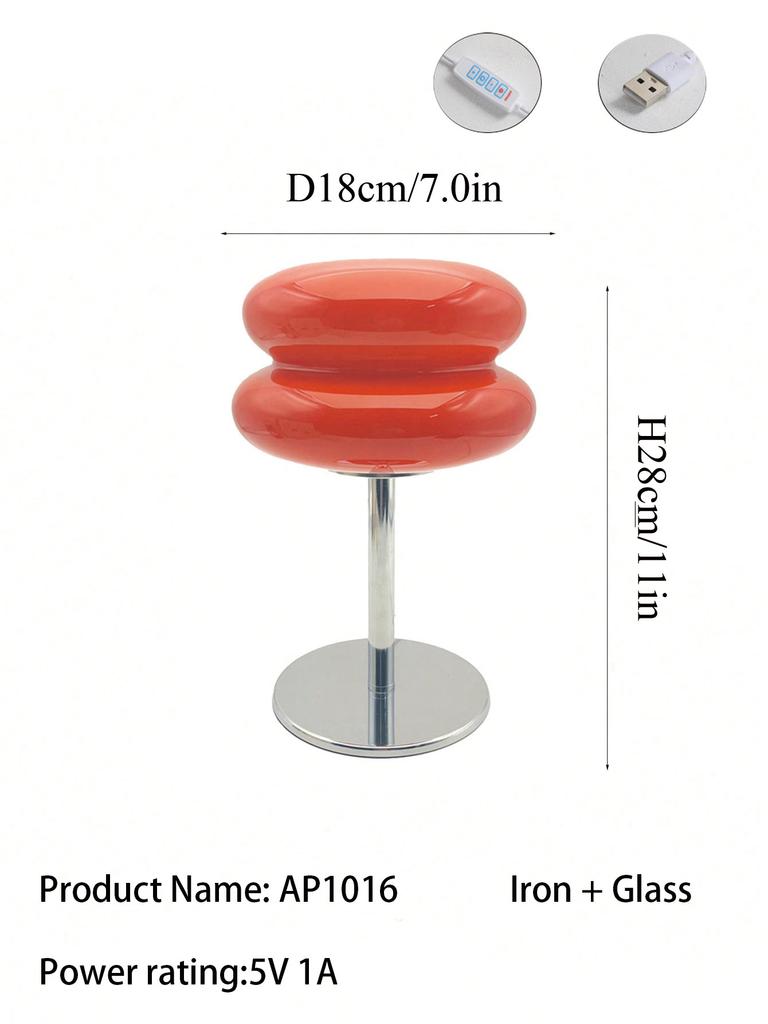 USB Modern LED Bauhaus mushroom stained glass lampshade desk lamp,bedroom bedside Home decoration,Mood lighting,Night table lamp