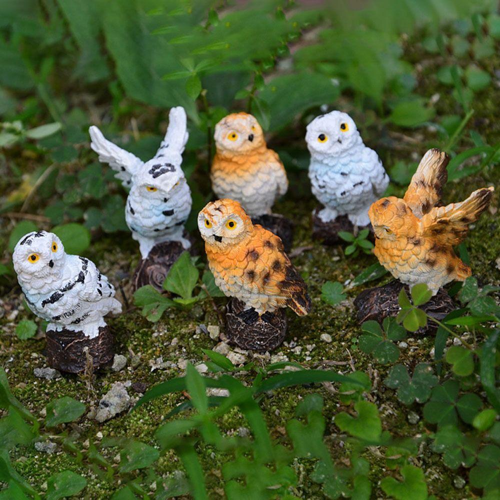Fairy Garden Mini Owl Figurine Resin Simulation Birds Gift Mini Sculptures Decor