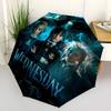 1pc Wednesday Addams Family Automatic Folding Umbrella, Portable Collapsible Design, Casual Outdoor Accessory L1127073