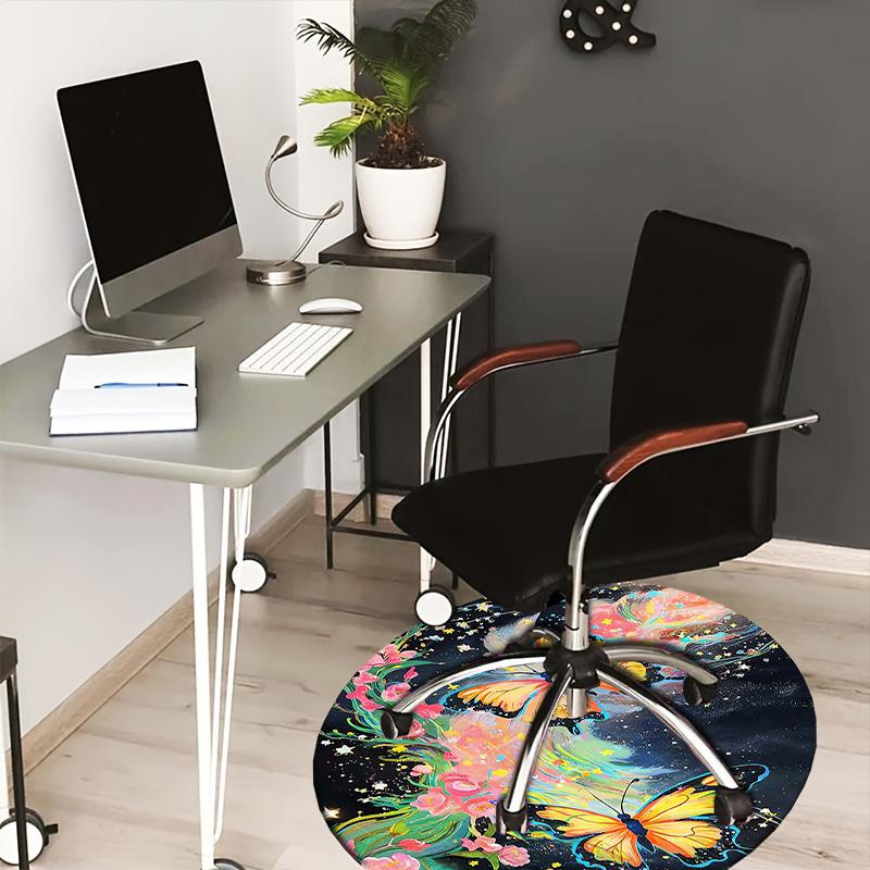 

1pc Office Carpet Chair Mats Butterfly Dreams: A Whimsical Floral Fantasy Perfect for Decorating Office Chairs, Living Rooms, Or Bedrooms.YDT190 80cm by 80cm