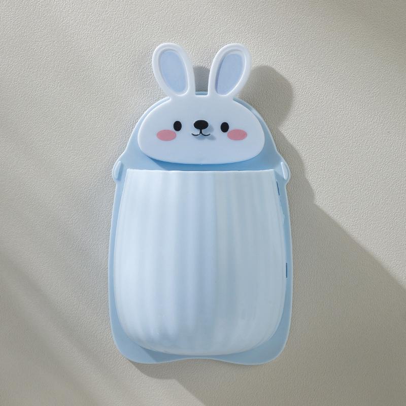 1pc Cute Rabbit Storage Rack, Makeup Brush Storage Box, Bathroom Wall Mounted Toothbrush Holder, Bathroom Accessories