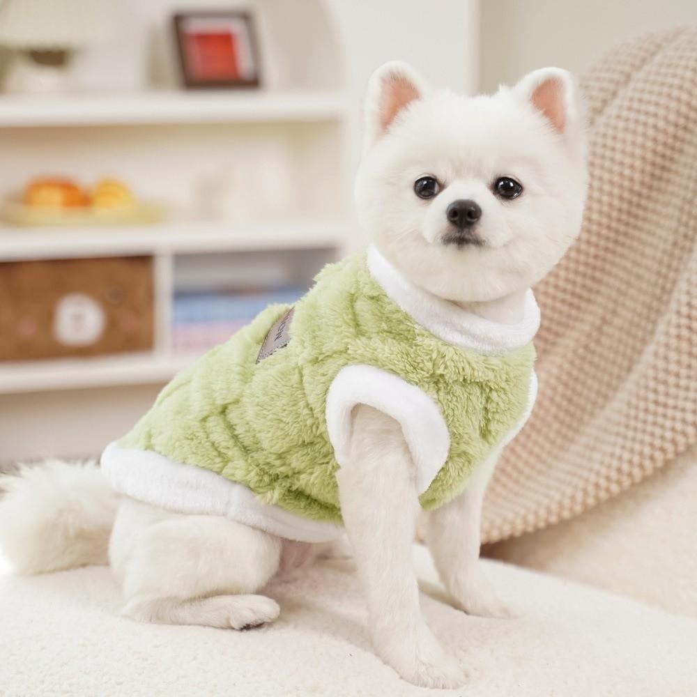 Velvet Winter Dogs Clothes Soft Dog Plaid Coat Pet Traction Suit Dog Warm Sweater  Walking