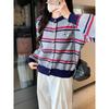 2025 Autumn/Winter Korean Chic Striped Knit Cardigan for Women