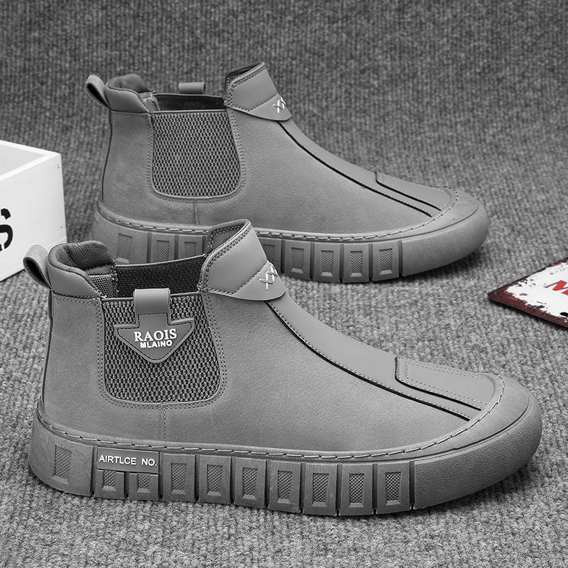

Модная мужская комфортная осенняя обувь с высоким верхом, рабочие ботинки, легкие, универсальные и удобные повседневные ботинки с высоким верхом 44 серый