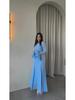 2024 Autumn Cross-border Elegant Chiffon Ruffle Tie-up Slimming Dress